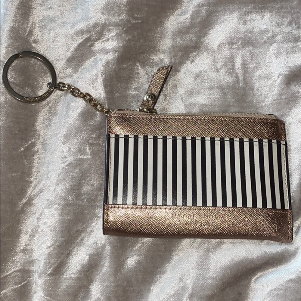 Henry Bendel stripped key chain wallet